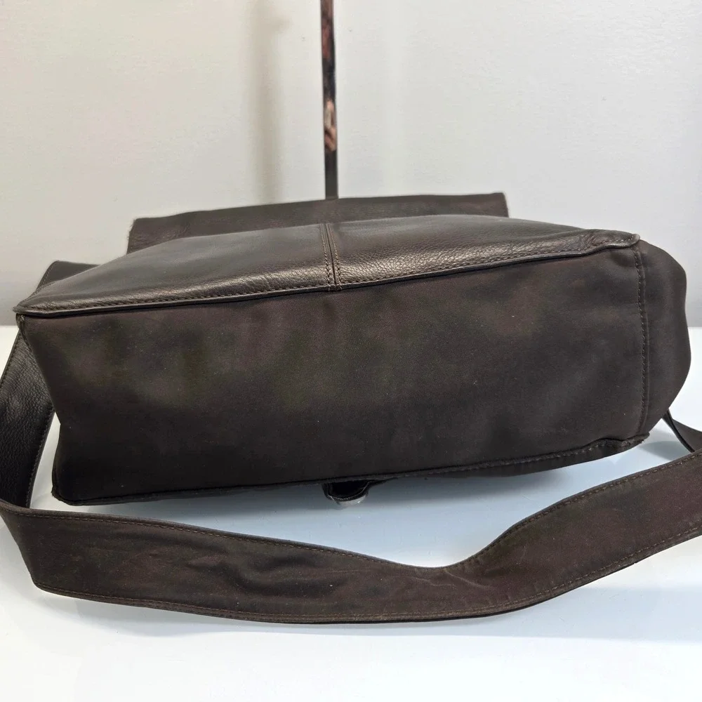 Fossil Messenger Bag Medium Chocolate Brown Leather Crossbody Laptop Briefcase